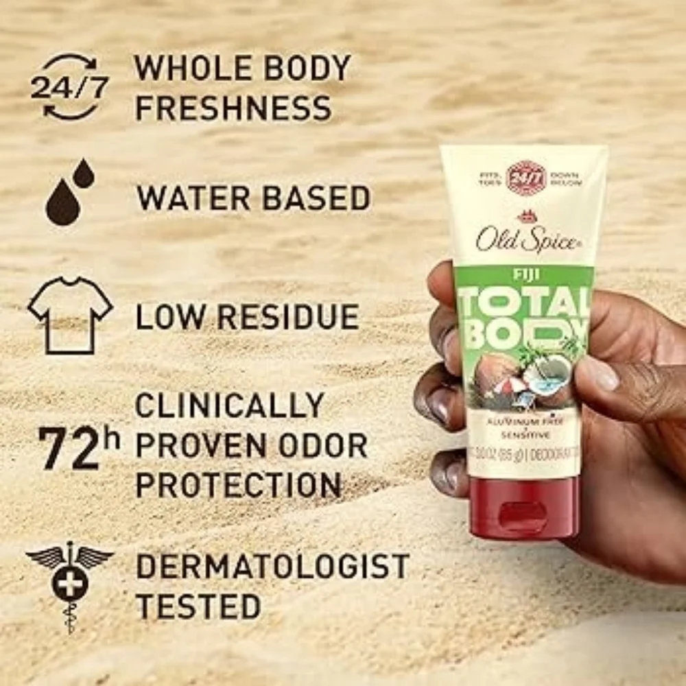 🍒 5/$20 new Old Spice Total Body Mens Deodorant Cream Antiperspirant Fiji Scent
